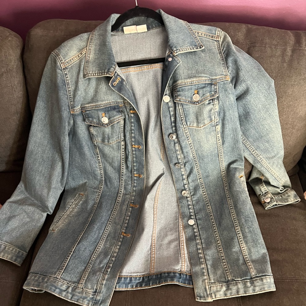 Faded denim elongated jacket